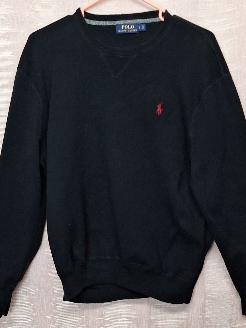 Polo by Ralph Lauren Men's Black Crewneck Sweatshirt Size L with Red Pony